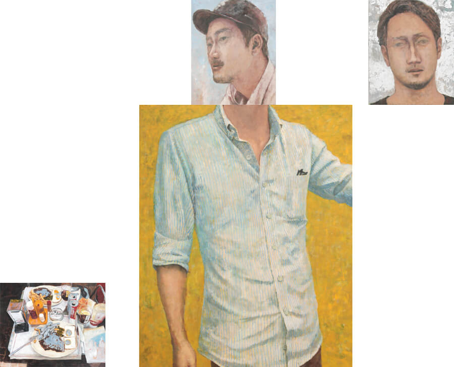 登場人物A-Character A/2.27×1.82m+(0.91×0.73m)×2/Oil on canvas/2014