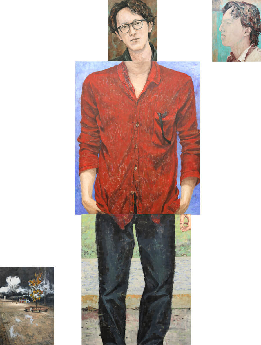 登場人物B-Character B/1.94×1.62m+2.27×1.82m+(0.91×0.73m)×2/Oil on canvas/2014