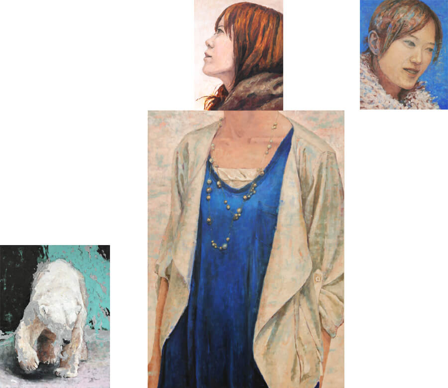 登場人物C-Character C/2.27×1.62m+(0.91×0.73m)×2/Oil on canvas/2014