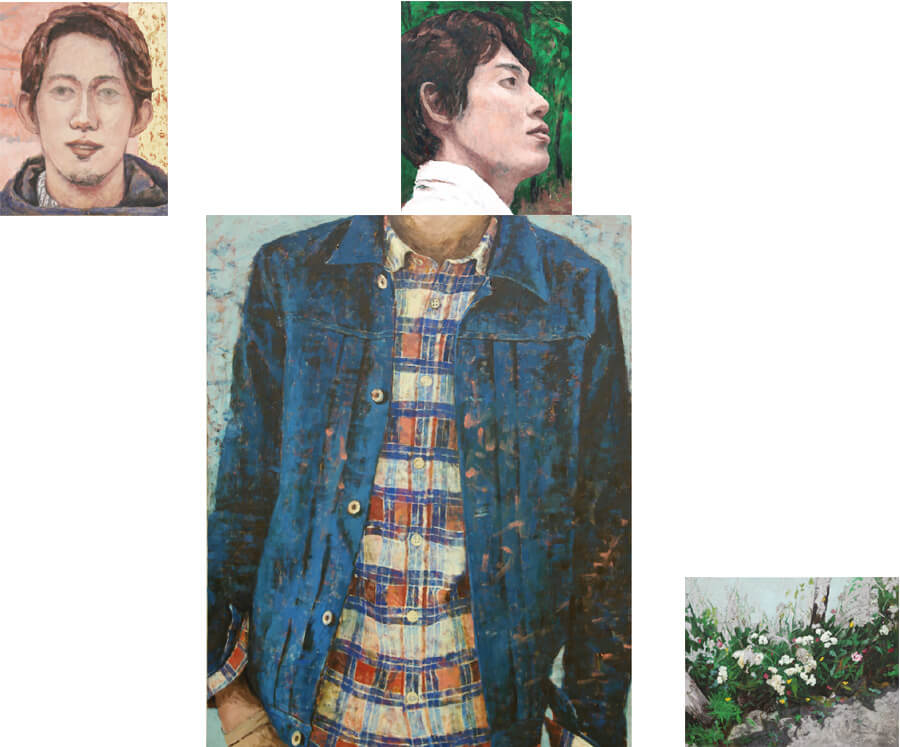 登場人物D-Character D/2.27×1.82m+(0.91×0.73m)×2/Oil on canvas/2014