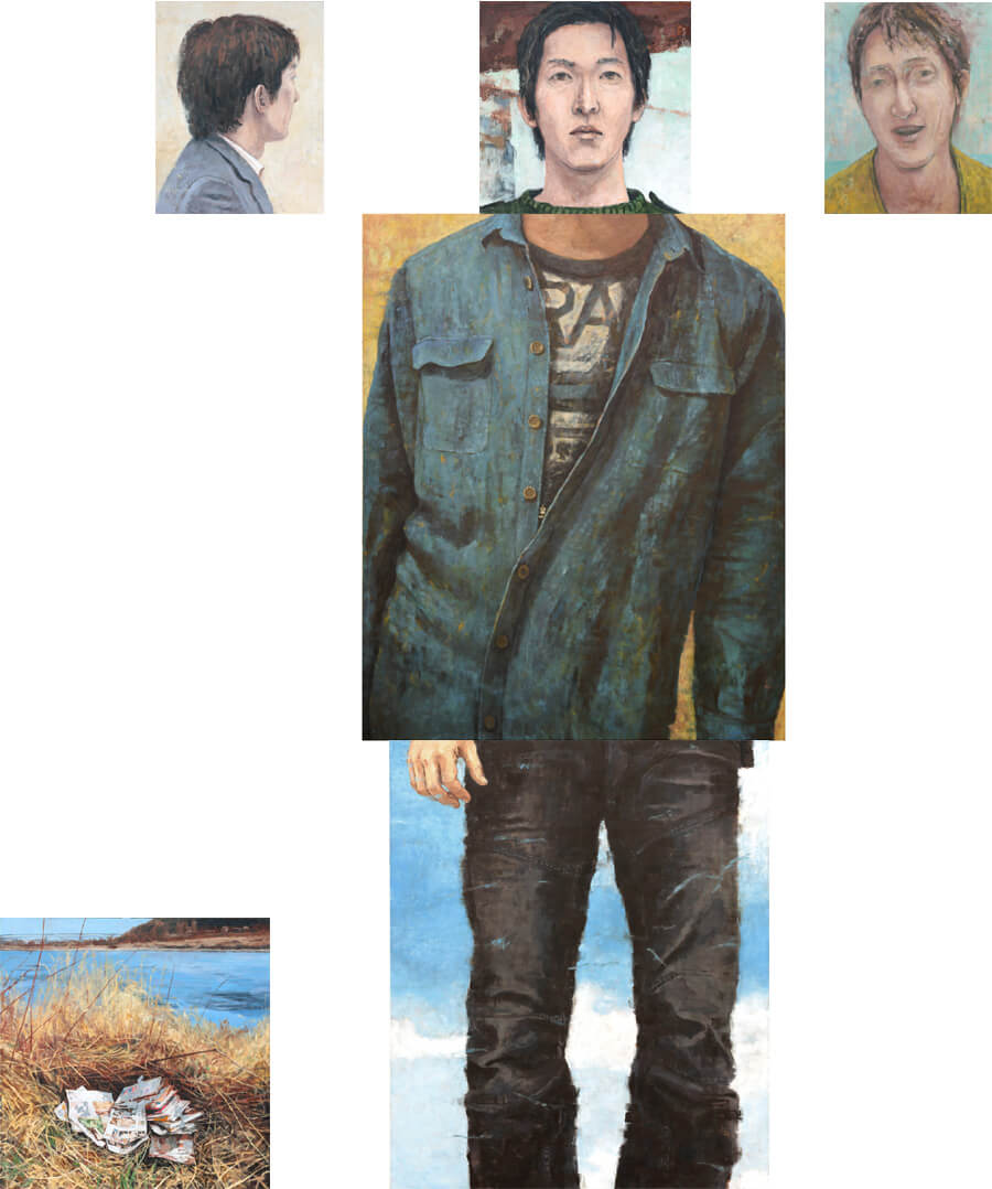 登場人物E-Character E/1.94×1.62m+2.27×1.82m+0.91×0.91m+(0.91×0.73m)×2/Oil on canvas/2014