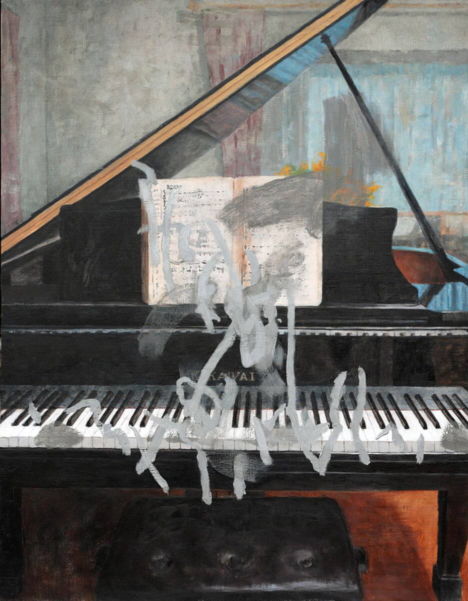 登場人物Fの心 「ショパン コンチェルト第1番第3楽章 自然に」-The heart of Character F 「Chopin Piano concerto No.1 Mov3 - natural」/1.17×0.91m/Oil on canvas/2014