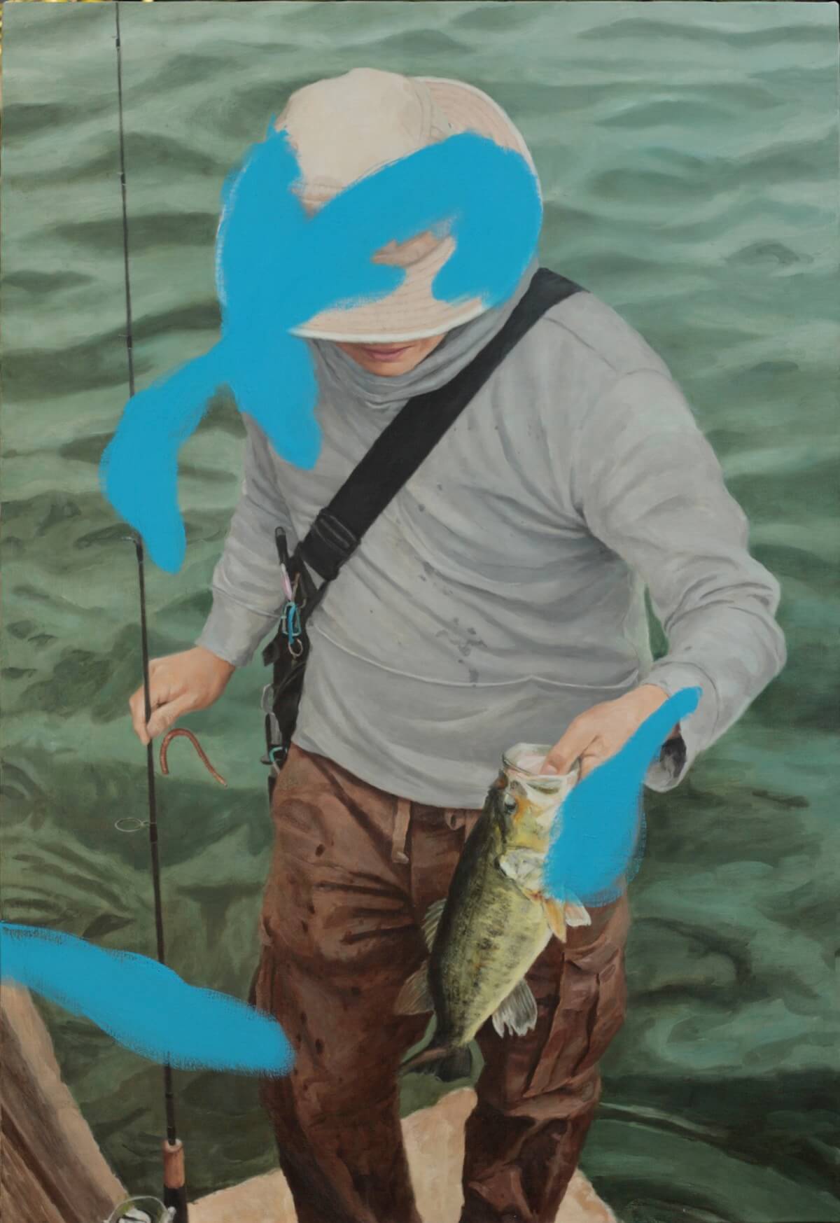 ブルーの在る釣り人-The fisherman in whom blue exists/1303x894mm/Oil on canvas/2015
