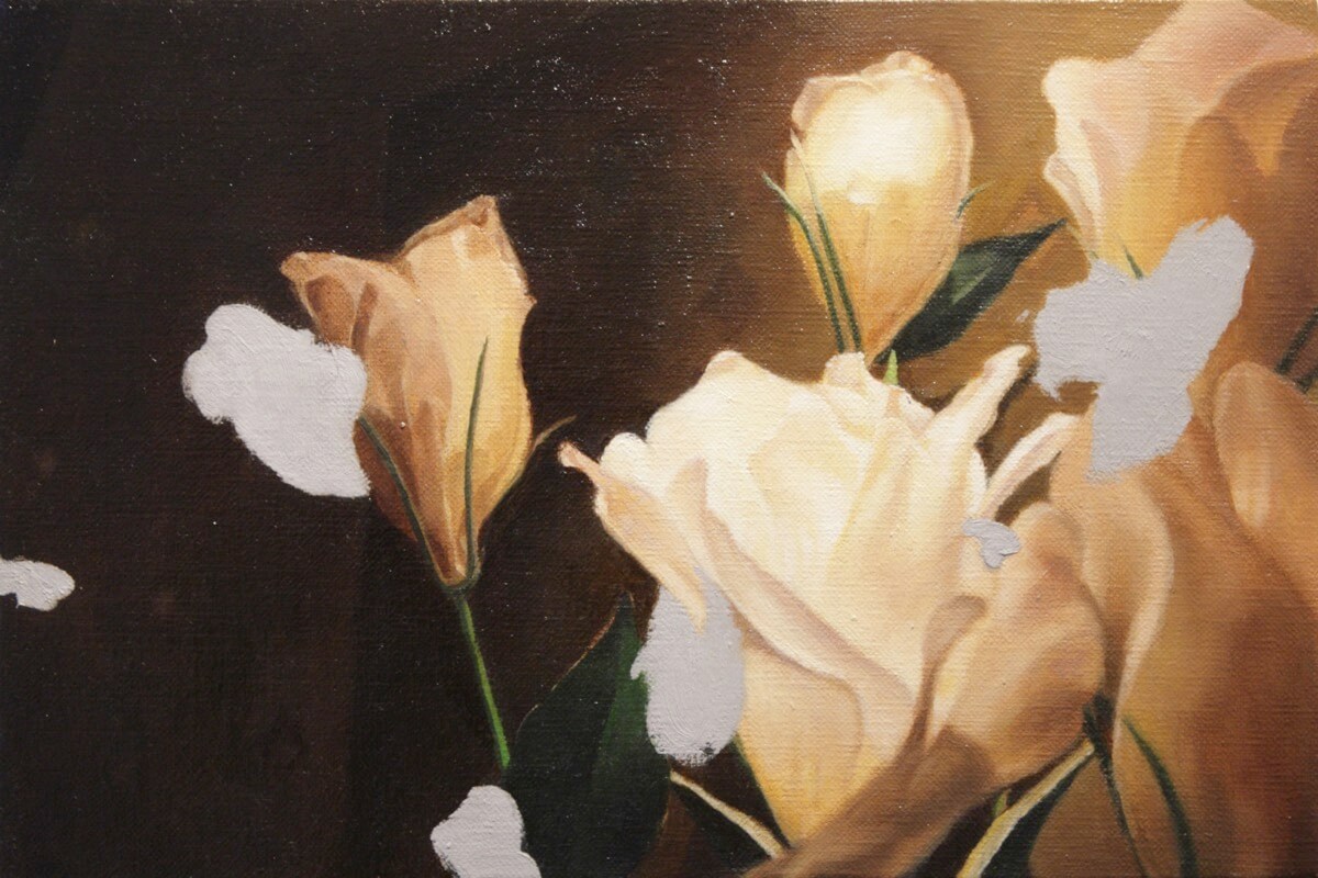 グレイの在る造花-The artificial flower in which gray exists/333x220mm/Oil on canvas/2015