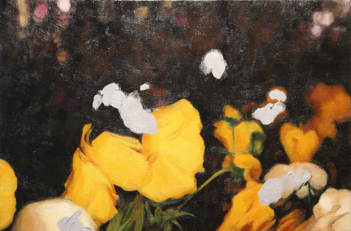グレイの在る造花-The artificial flower in which gray exists/333x220mm/Oil on canvas/2015