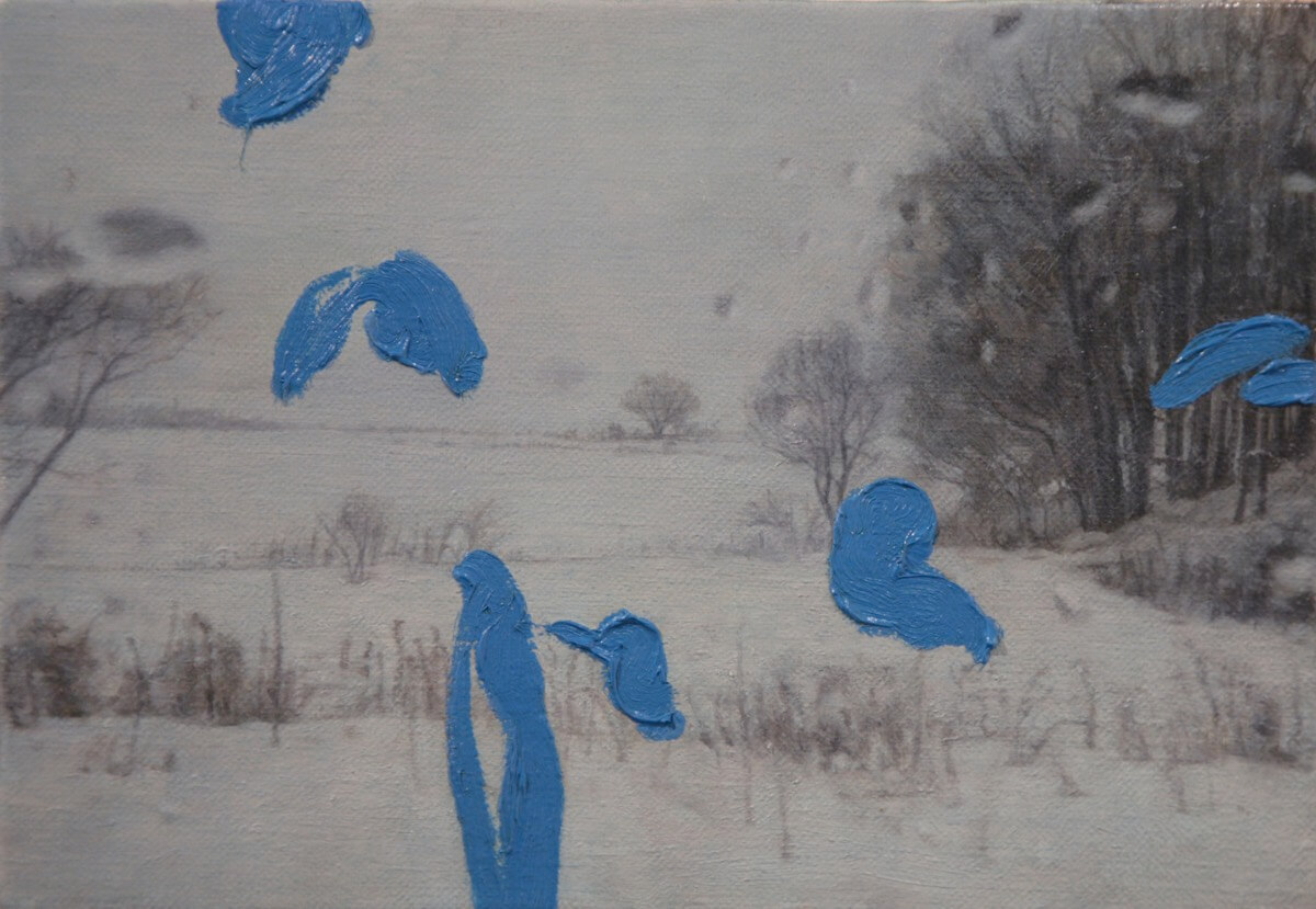 ブルーの在る車窓-The train window in which blue exists/273x190mm/Oil on canvas/2015