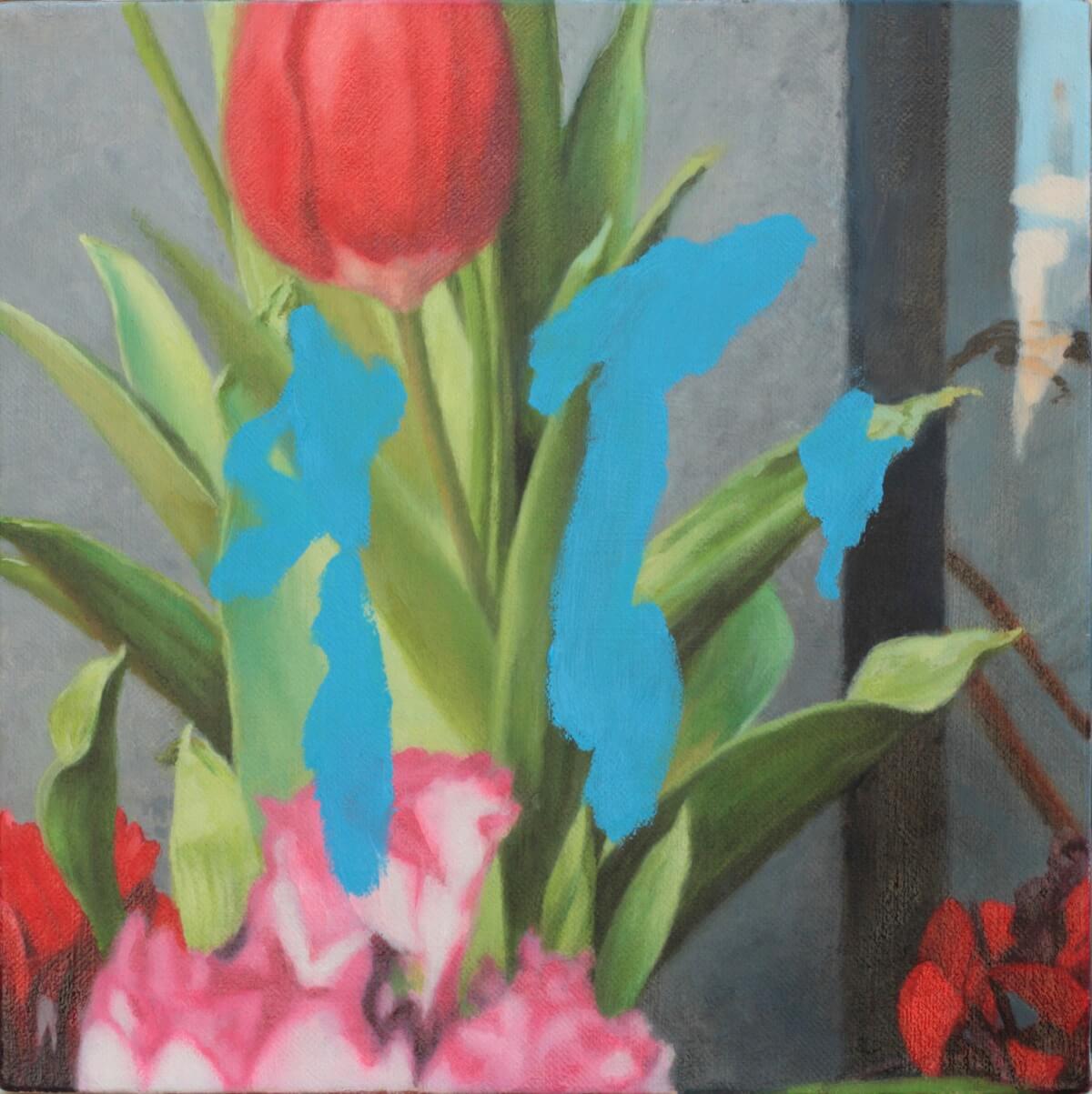 ブルーの在るベランダ-The verandah in which blue exists/273x273mm/Oil on canvas/2015