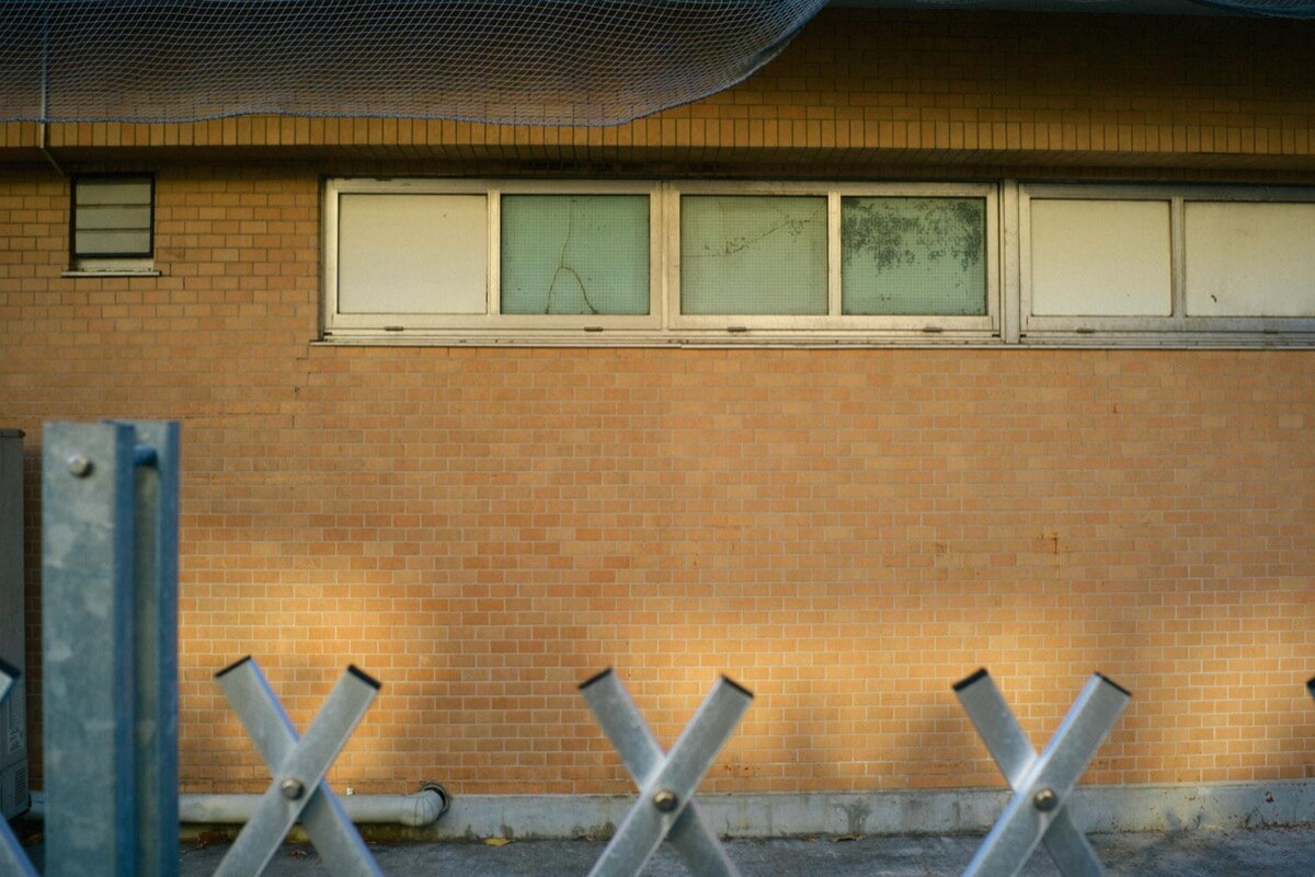 光るようなxと網のある構図