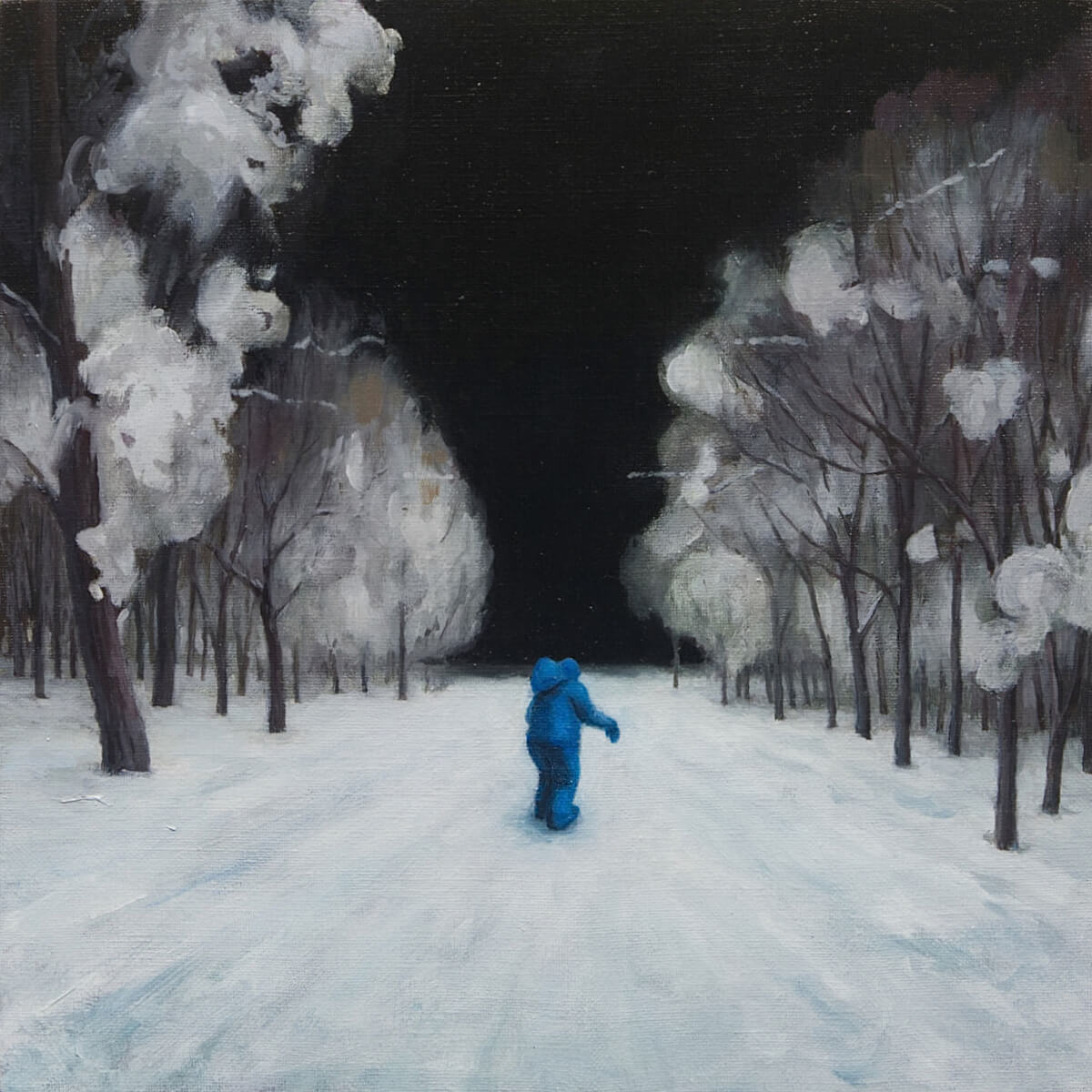 星の残る夜に紙飛行機を/273×273mm/Oil on canvas/2023