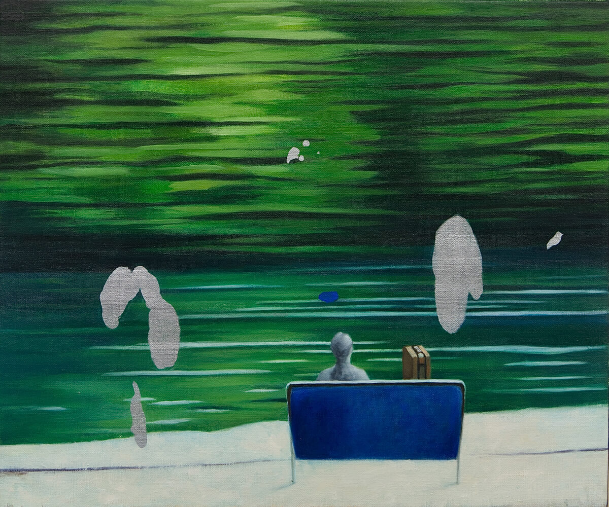 時に吹かれる人/380×455mm/Oil on canvas/2023