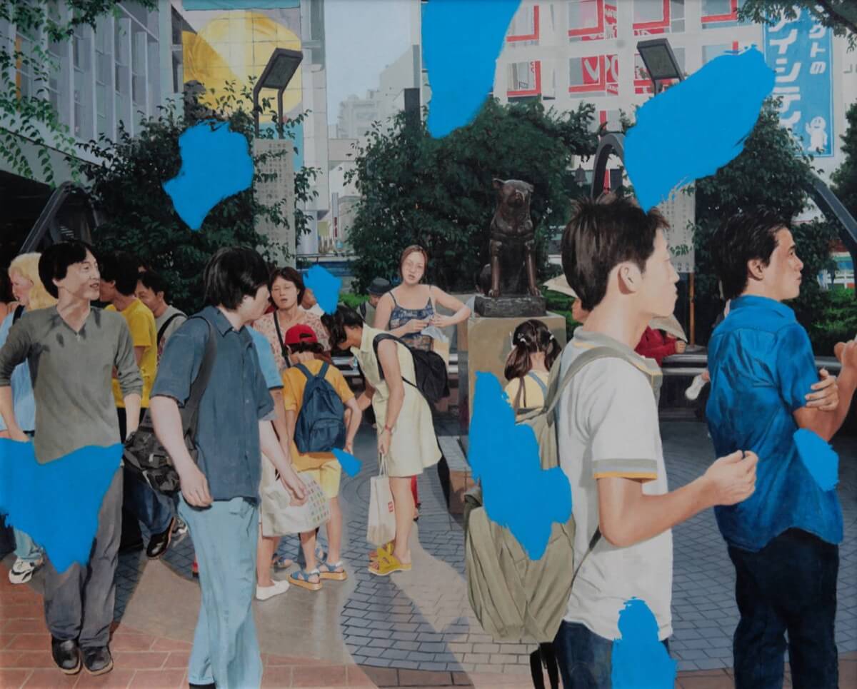 ブルーの在る駅前広場-The station square where blue exists/1620x1303mm/Oil on canvas/2016