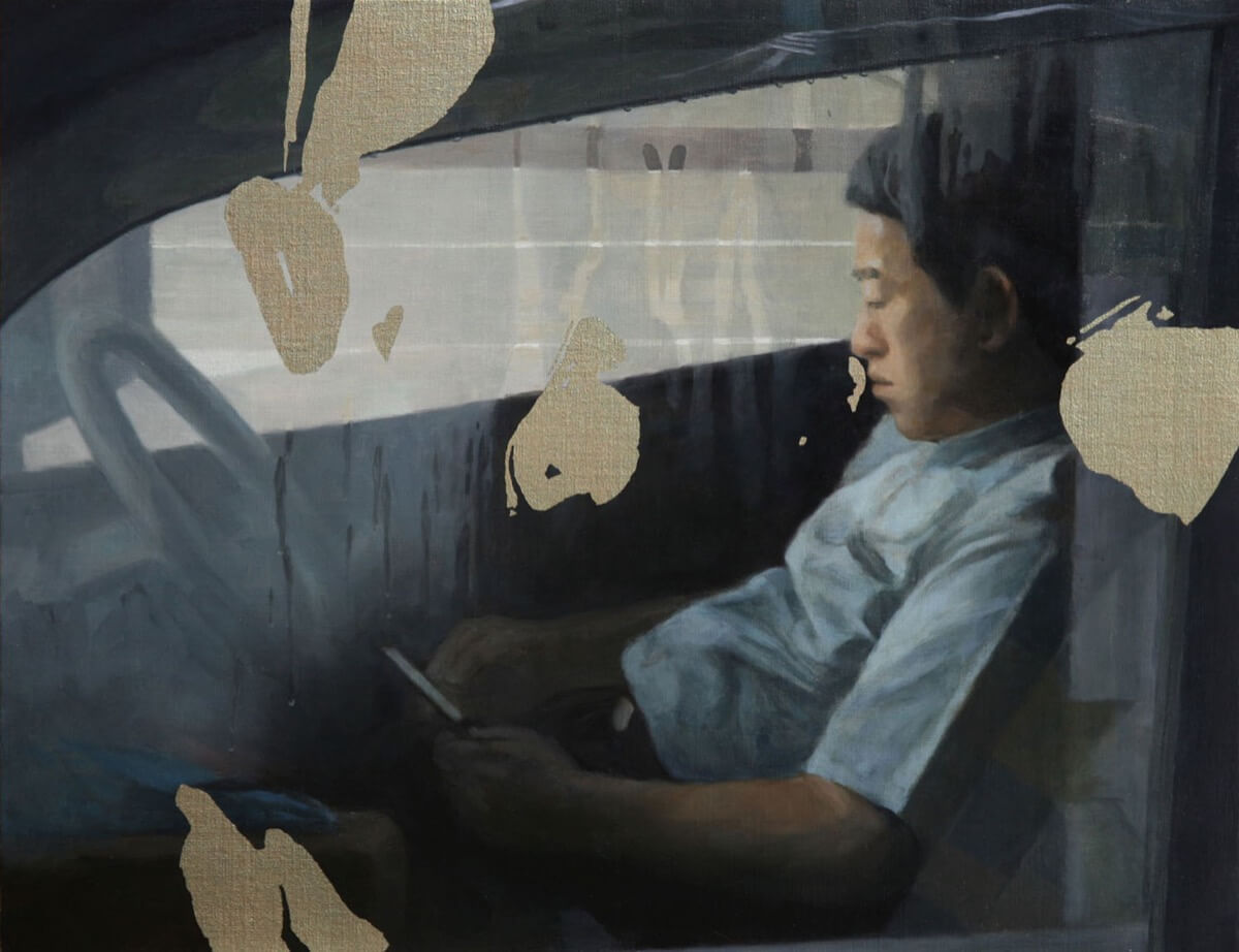 運転席の男-Man in the driver's seat(Yokohama,Kanagawa)/500x652mm/Oil on canvas/2018