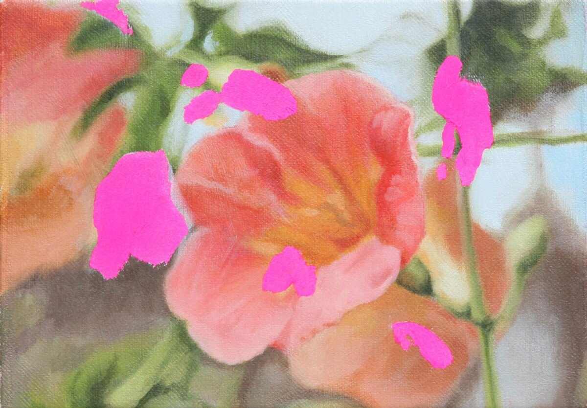 ノウゼンカズラ-Trumpet creeper/158x227mm/Oil on canvas/2018