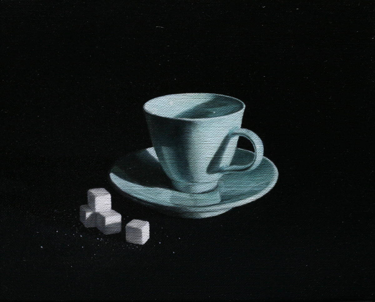 青磁のカップと角砂糖-A Celadon cup and sugar cube/220x273mm/Oil on canvas/2020