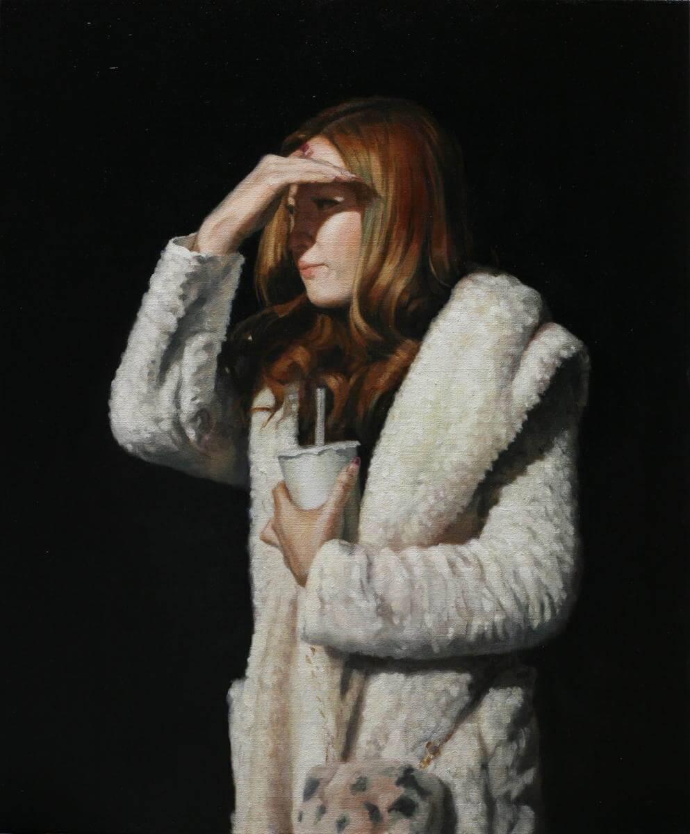 覗く女-A woman peeking through/606x500mm/Oil on canvas/2020